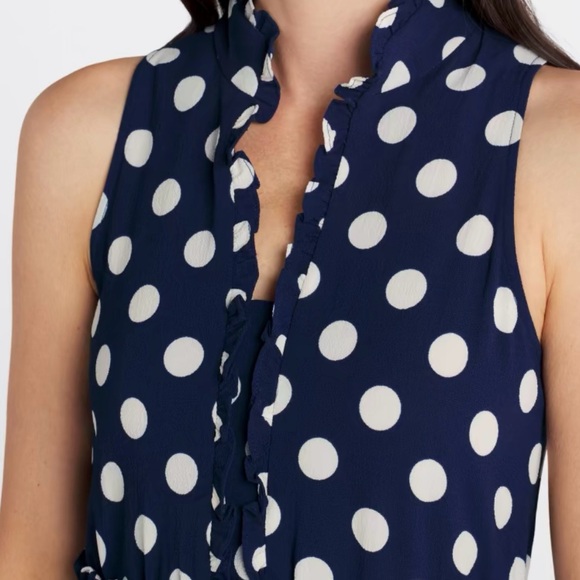 Ruffle Neck Maxi Dress with Polka Dots by London Times - Picture 2 of 6